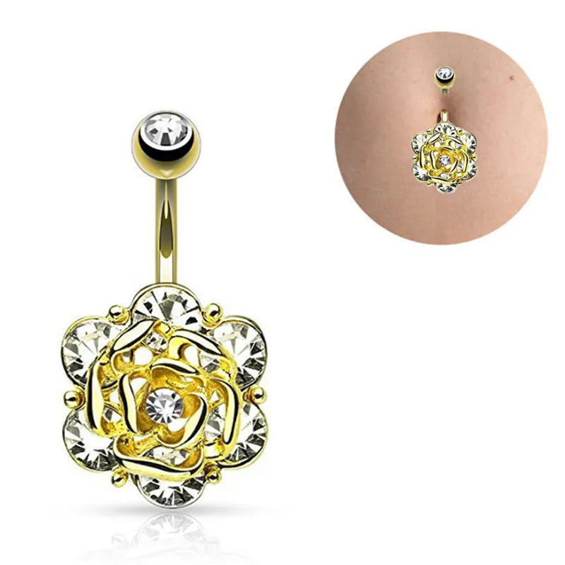 1pc  Sexy Dangling Navel Belly Button Rings Belly Piercing Crystal Surgical Steel 14g Woman Body Jewelry Barbell