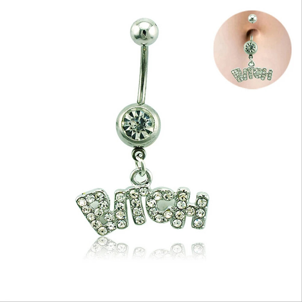 1pc  Sexy Dangling Navel Belly Button Rings Belly Piercing Crystal Surgical Steel 14g Woman Body Jewelry Barbell