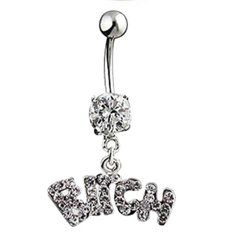 1pc  Sexy Dangling Navel Belly Button Rings Belly Piercing Crystal Surgical Steel 14g Woman Body Jewelry Barbell