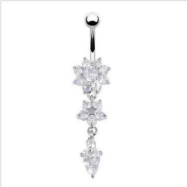 1pc  Sexy Dangling Navel Belly Button Rings Belly Piercing Crystal Surgical Steel 14g Woman Body Jewelry Barbell