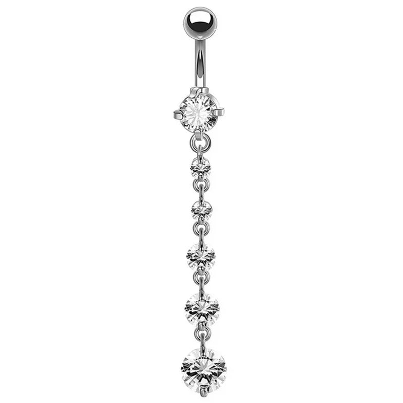 1pc  Sexy Dangling Navel Belly Button Rings Belly Piercing Crystal Surgical Steel 14g Woman Body Jewelry Barbell