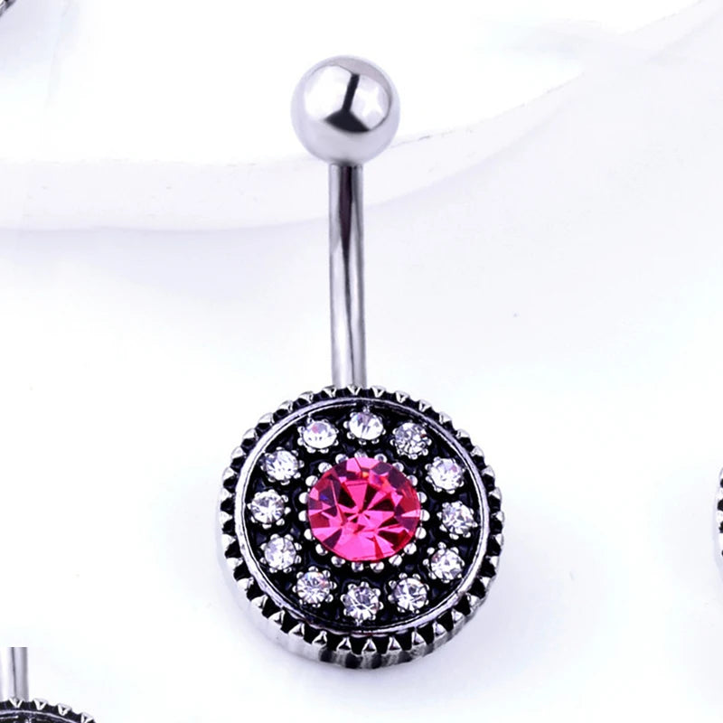 1pc  Sexy Dangling Navel Belly Button Rings Belly Piercing Crystal Surgical Steel 14g Woman Body Jewelry Barbell