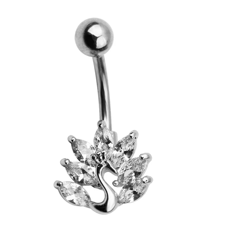 1pc  Sexy Dangling Navel Belly Button Rings Belly Piercing Crystal Surgical Steel 14g Woman Body Jewelry Barbell