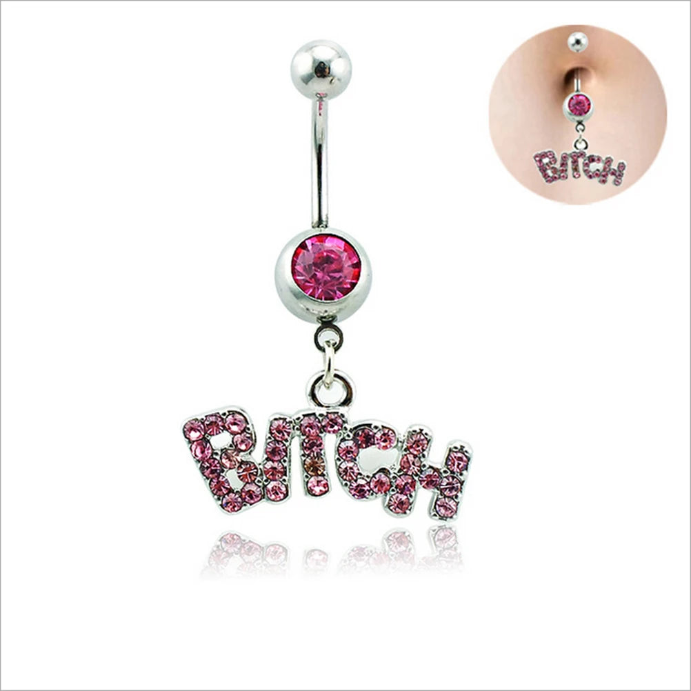 1pc  Sexy Dangling Navel Belly Button Rings Belly Piercing Crystal Surgical Steel 14g Woman Body Jewelry Barbell